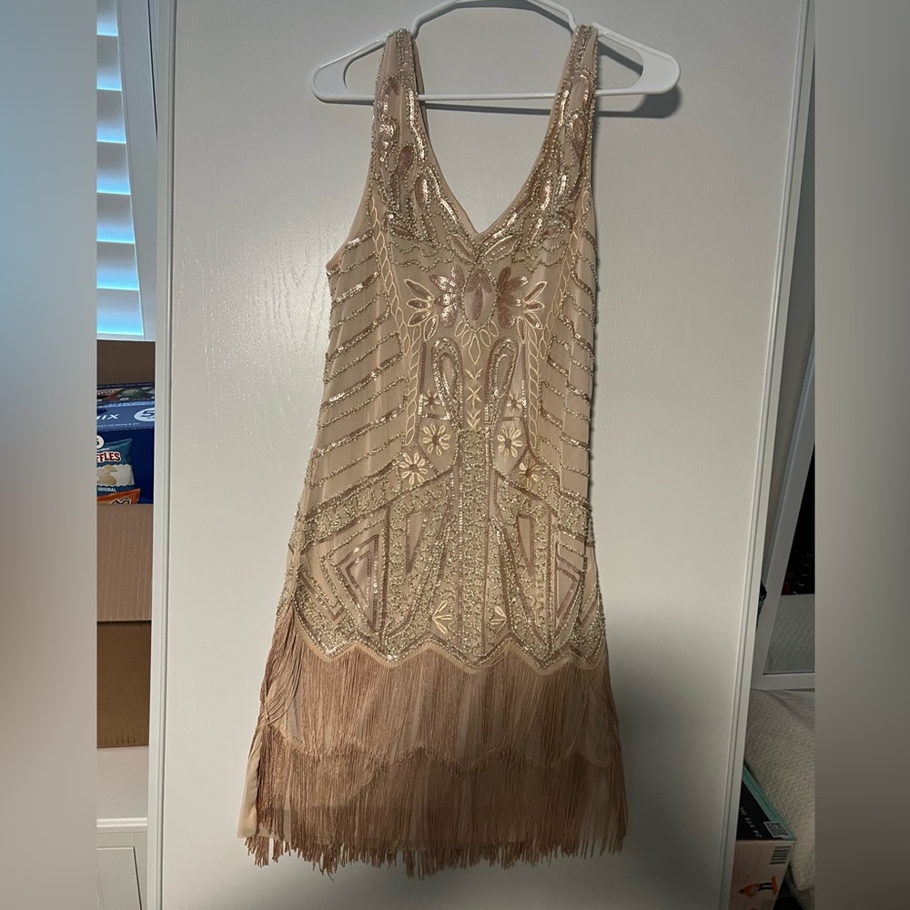 Cream and gold Gatsby style dress